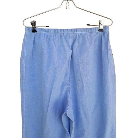 80's Boho Lightweight Floral Embroidered Fringe High-rise Crop Pants Sz L - Picture 7 of 8